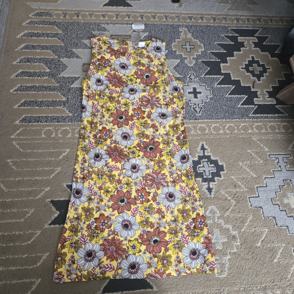 APRICOT Floral Yellow Mini Dress | Retro Daisy Print Sleeveless A-Line NWT - Picture 2 of 8